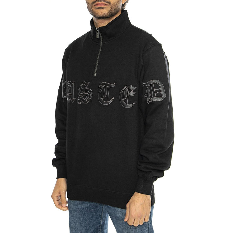 Funnel Chad Black - Felpa Mezzocollo Uomo Nera FUNNEL CHAD - BLACK  WASTED PARIS 