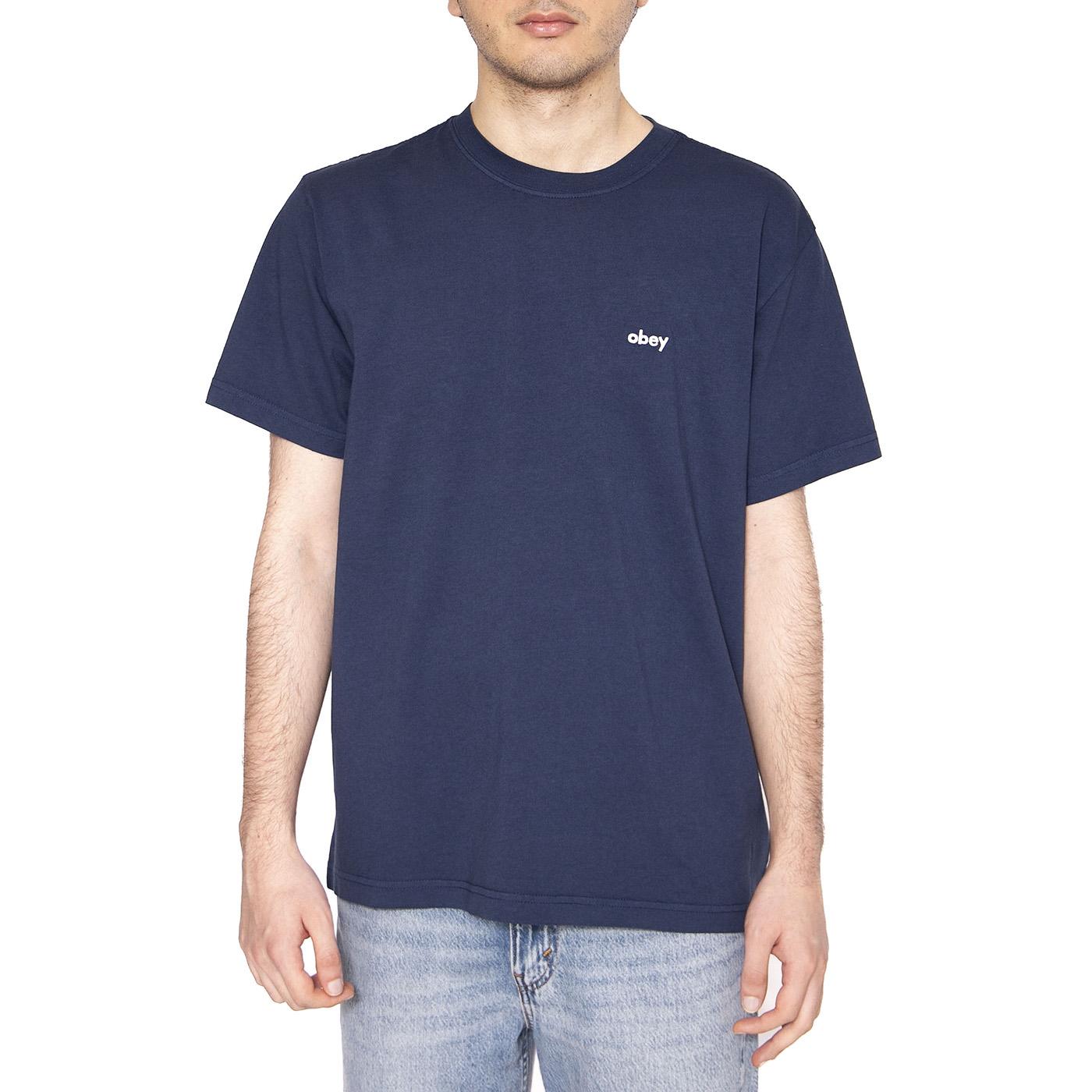 Lowecase Pigment Tee Ss - Maglietta Girocollo Uomo Blu 131080353-ANV  OBEY 