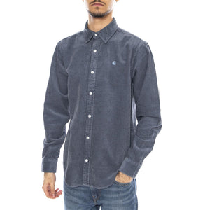 L/S Madison Cord Shirt Angelite / Angelite -- Camicia Uomo Blue I029958.39QXX . CARHARTT WIP 