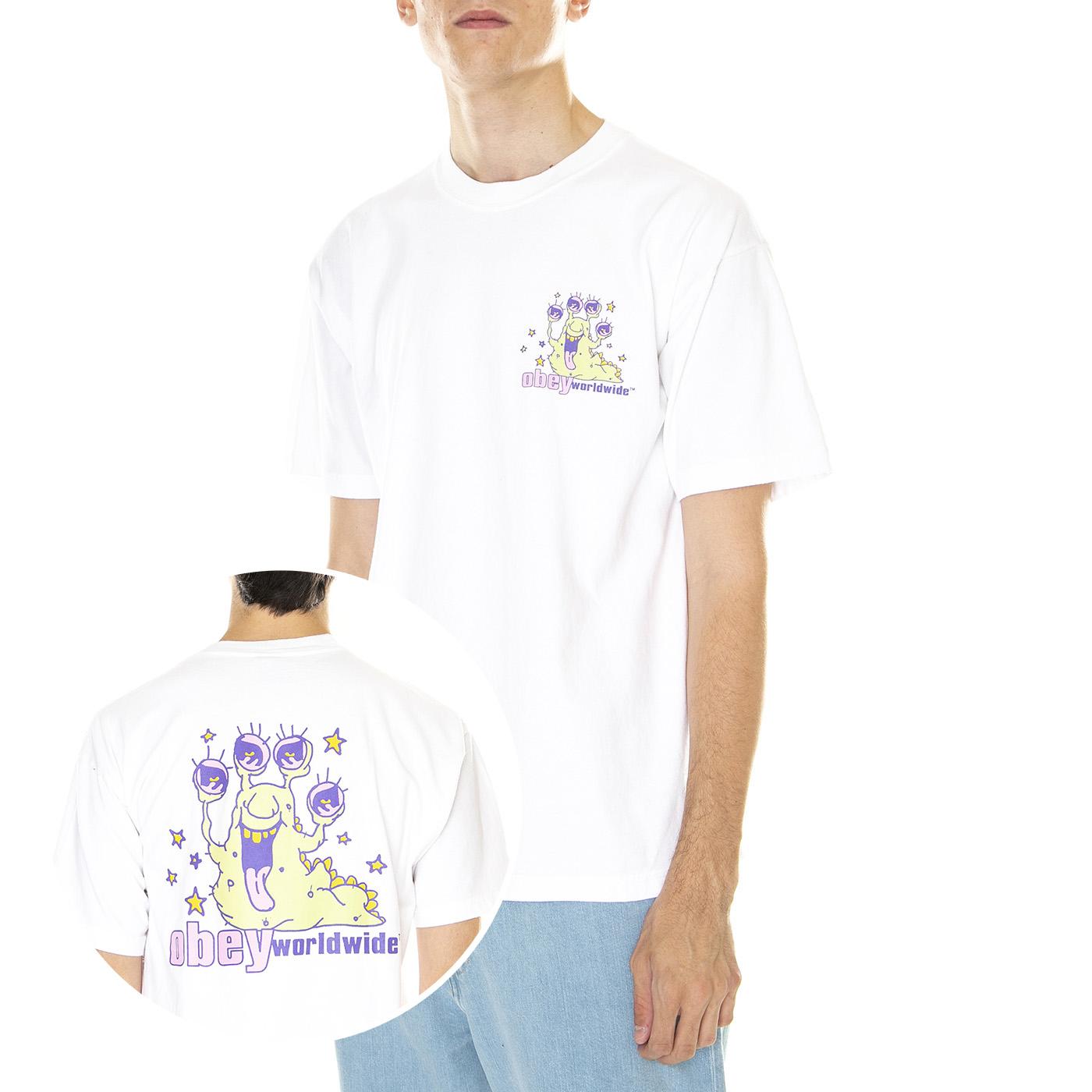 M' Obey Slime Heavyweight Tee White - Maglietta Girocollo Uomo Bianca 166913463-WHT  OBEY 