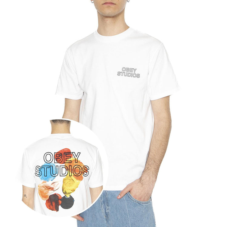 Obey Studios Palette Tee White - Maglietta Girocollo Uomo Bianca 165264052-WHT  OBEY 