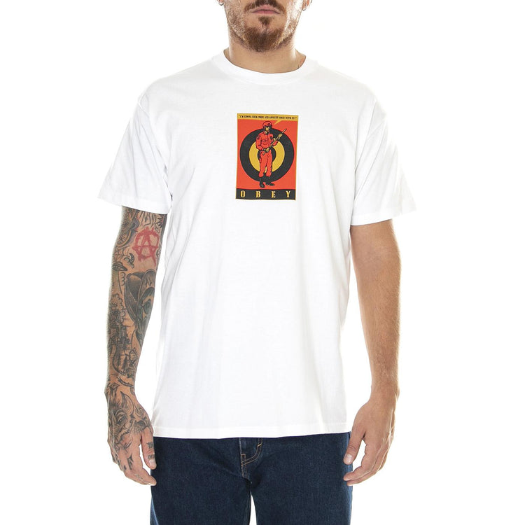 M' Obey Riot Cop Classic Tee White - Maglietta Girocollo Uomo Bianca 165263590-WHT  OBEY 
