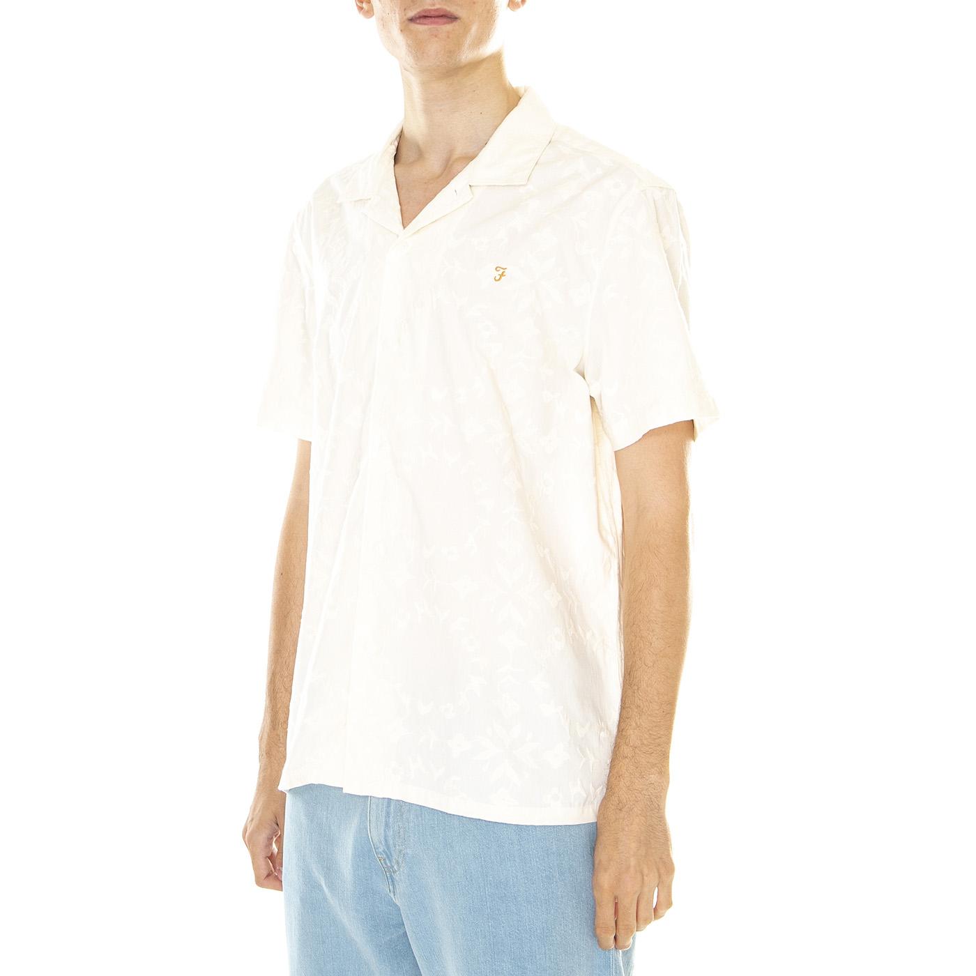 M' Loma S/S Revere Embroidery Shirt - Camicia Maniche Corte Uomo Beige / Multicolore F4WSD029-280  FARAH 