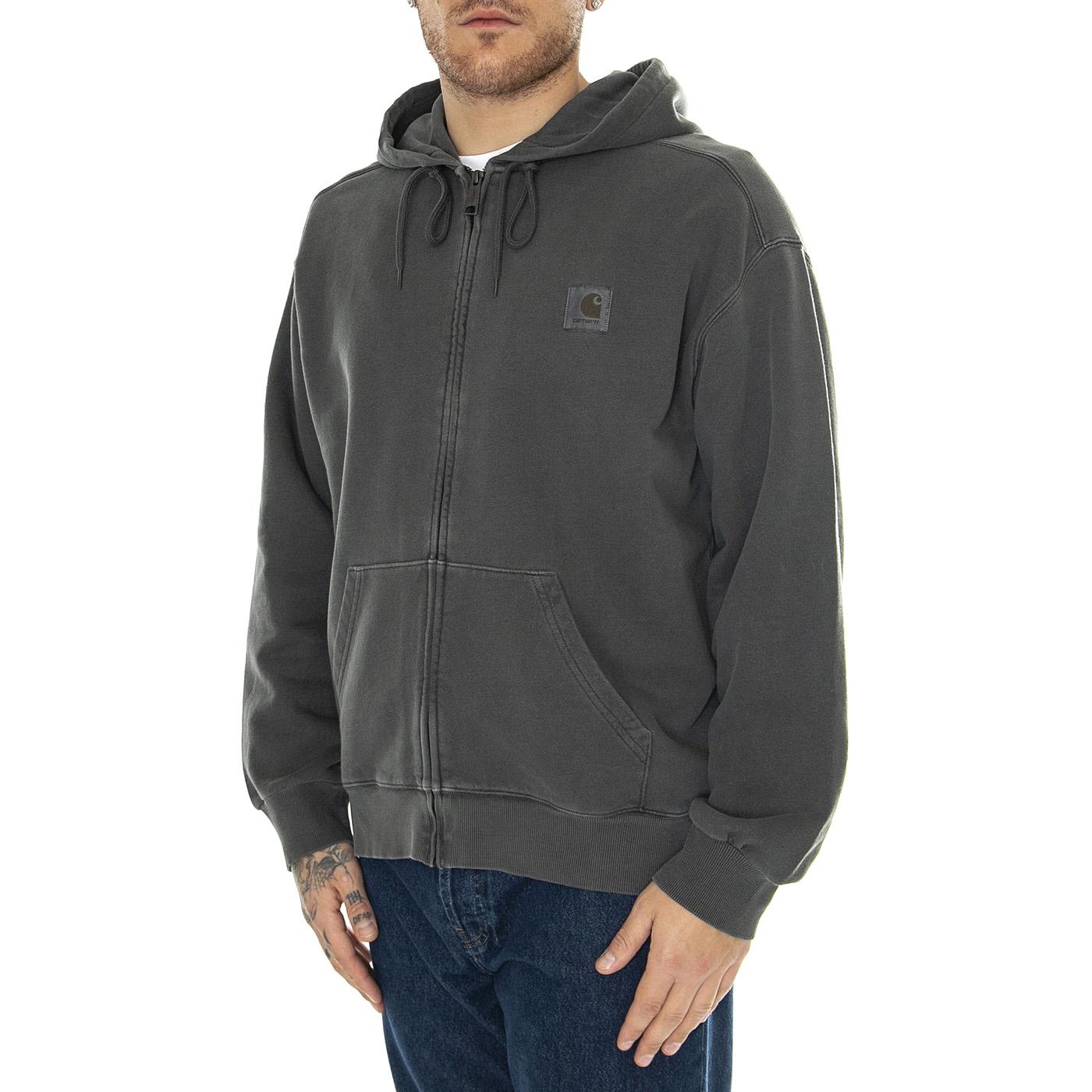 Hooded Nelson Jacket Charcoal /garment dyed - Felpa con Cappuccio Uomo Grigia I033064.98GD  CARHARTT WIP 