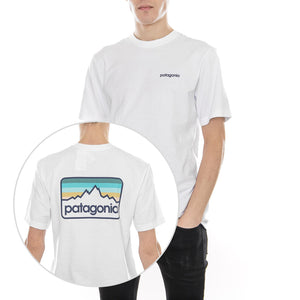 Line Logo Badge Responsibili-Tee White w/Dolomite Blue 39045-WDOB  PATAGONIA 