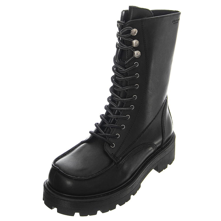 Cosmo 2.0 Cow Leather Black Boots Low Heel Chunky - Stivali Stringati Donna Neri VBS5455-101-20  VAGABOND 