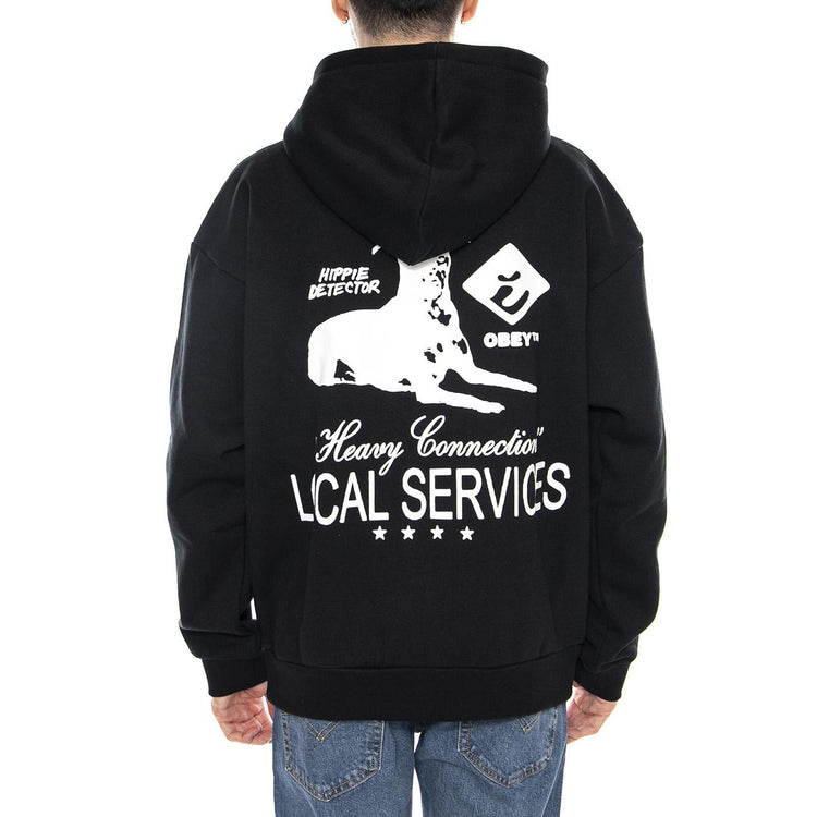 Services Extra Heavy Hood Fleece Black -- Felpa con Cappuccio Uomo Nera 112470238 BLK OBEY 