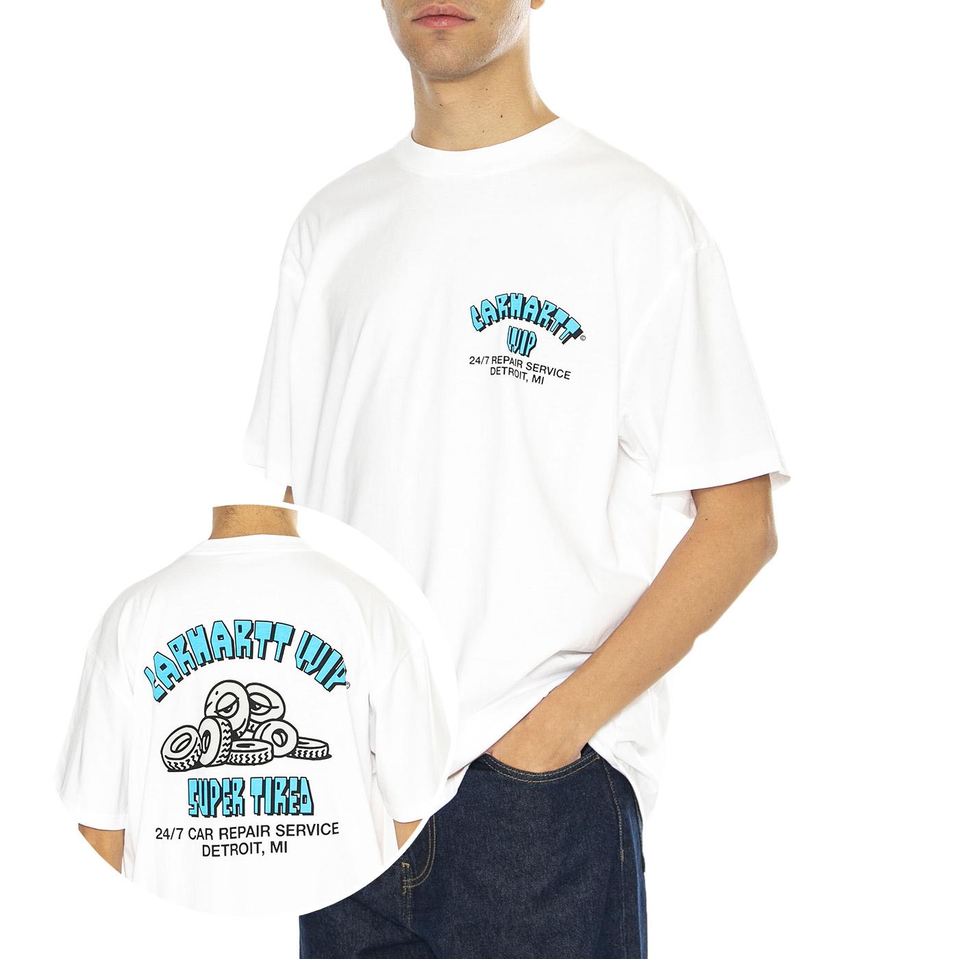 S/S Super Tired T-Shirt White - Maglietta Girocollo Uomo Bianca I033965.02XX  CARHARTT WIP 