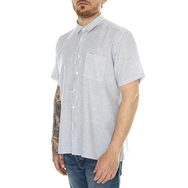 Deerpark Tailored Shirt Navy - Camicia Maniche Corte Uomo Blu SS24-MSH5282-NY911  BARBOUR 