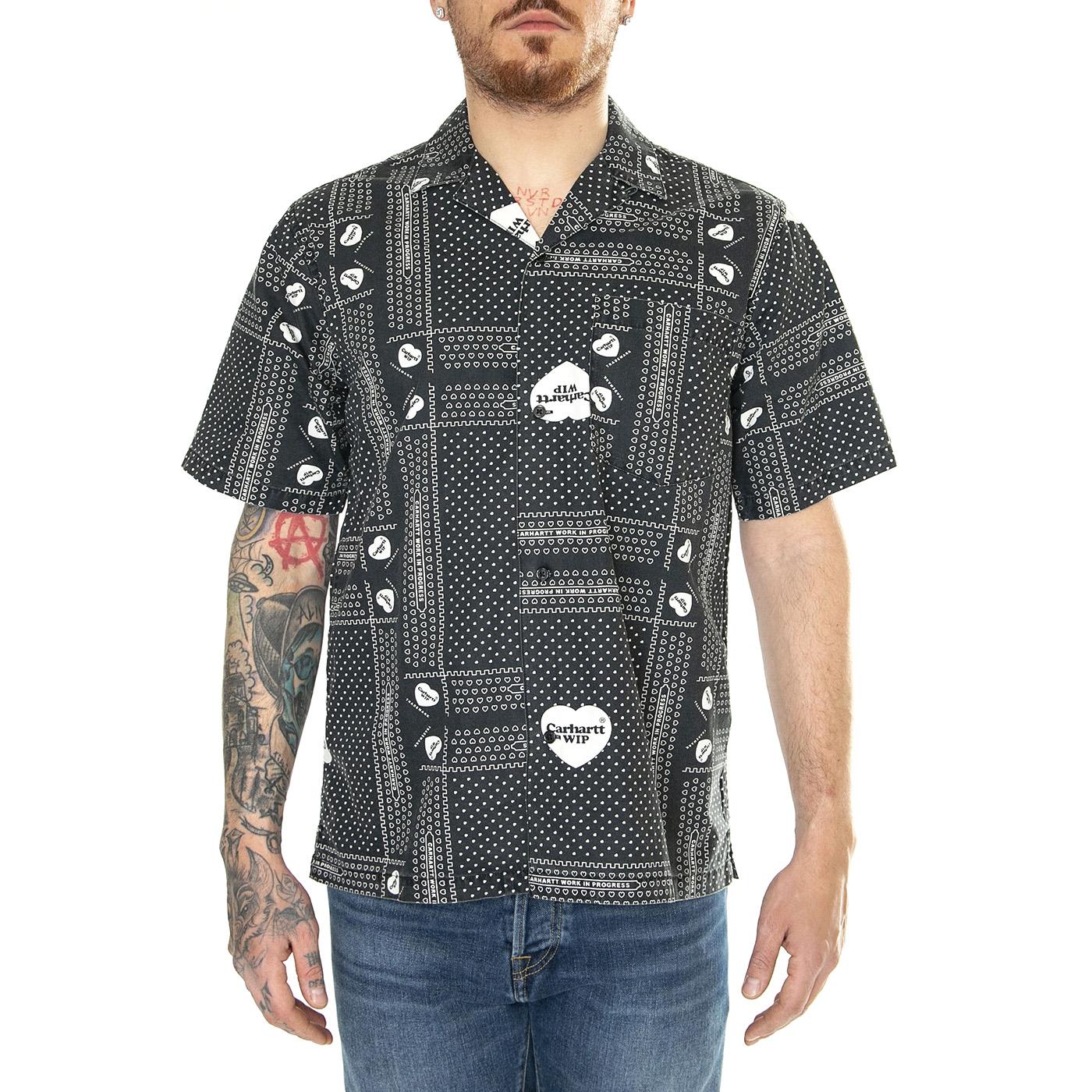 S/S Heart Bandana Shirt Heart Bandana Print, Black - Camicia Maniche Corte Uomo Multicolore I033075.24MXX  CARHARTT WIP 