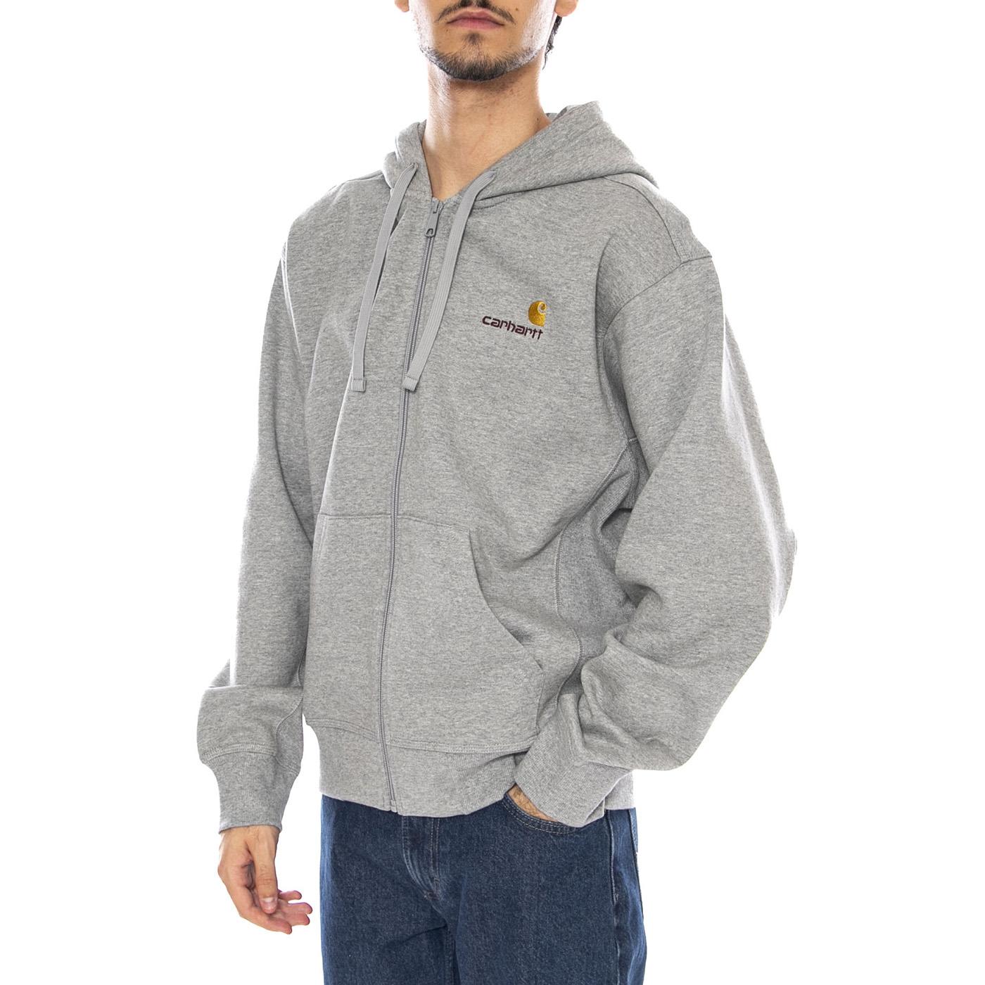 Hooded American Script Jacket Grey Heather - Felpa con Cappuccio Uomo Grigia I033063.V6XX  CARHARTT WIP 