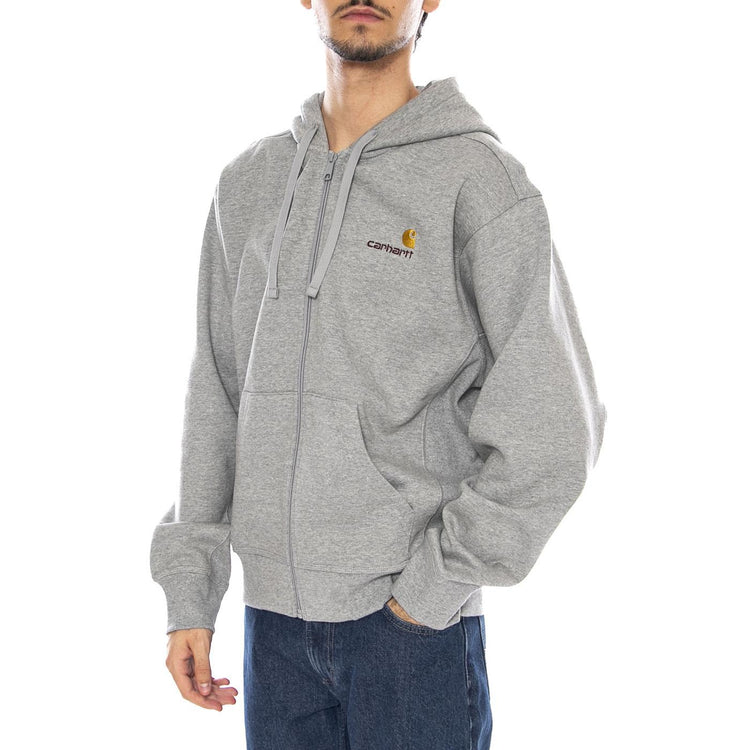 Hooded American Script Jacket Grey Heather - Felpa con Cappuccio Uomo Grigia I033063.V6XX  CARHARTT WIP 
