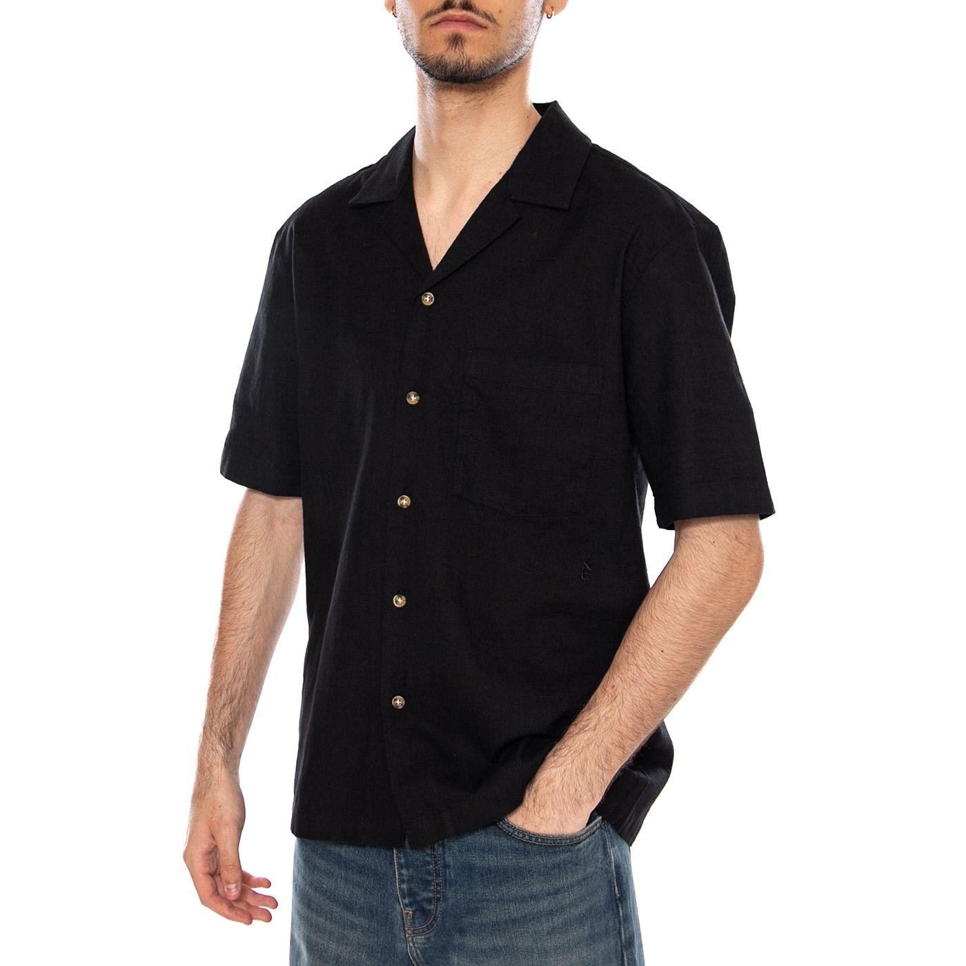 NILIO_MS SHIRT - Camicia Maniche Corte Uomo Nera 331565 110 ELVINE 