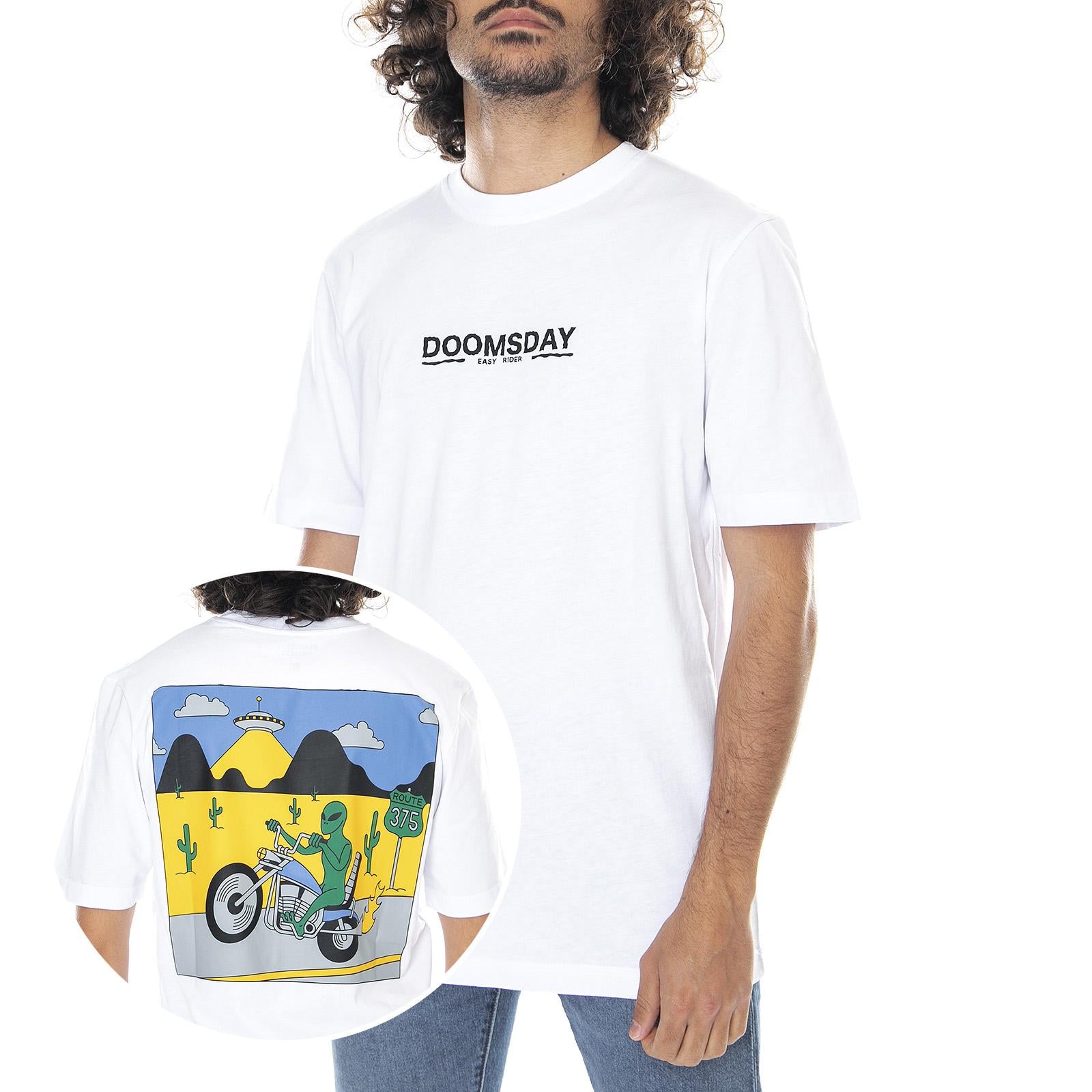 Mens Easy Rider T-Shirt - White - Maglietta Girocollo Uomo Bianca 0258WHT . DOOMSDAY 