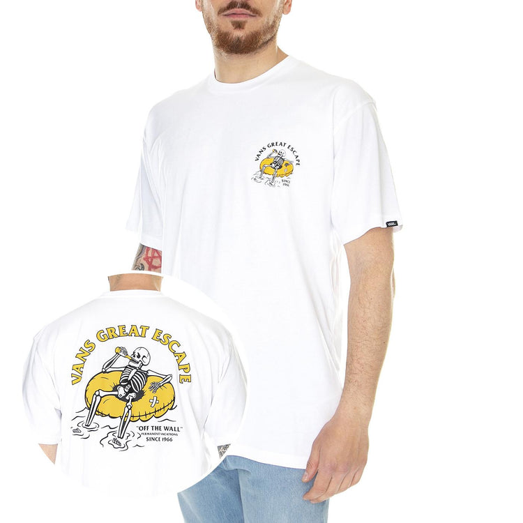 Permanent Vacation SS Tee White - Maglietta Girocollo Uomo Bianca VN0006CFWHT1  VANS 