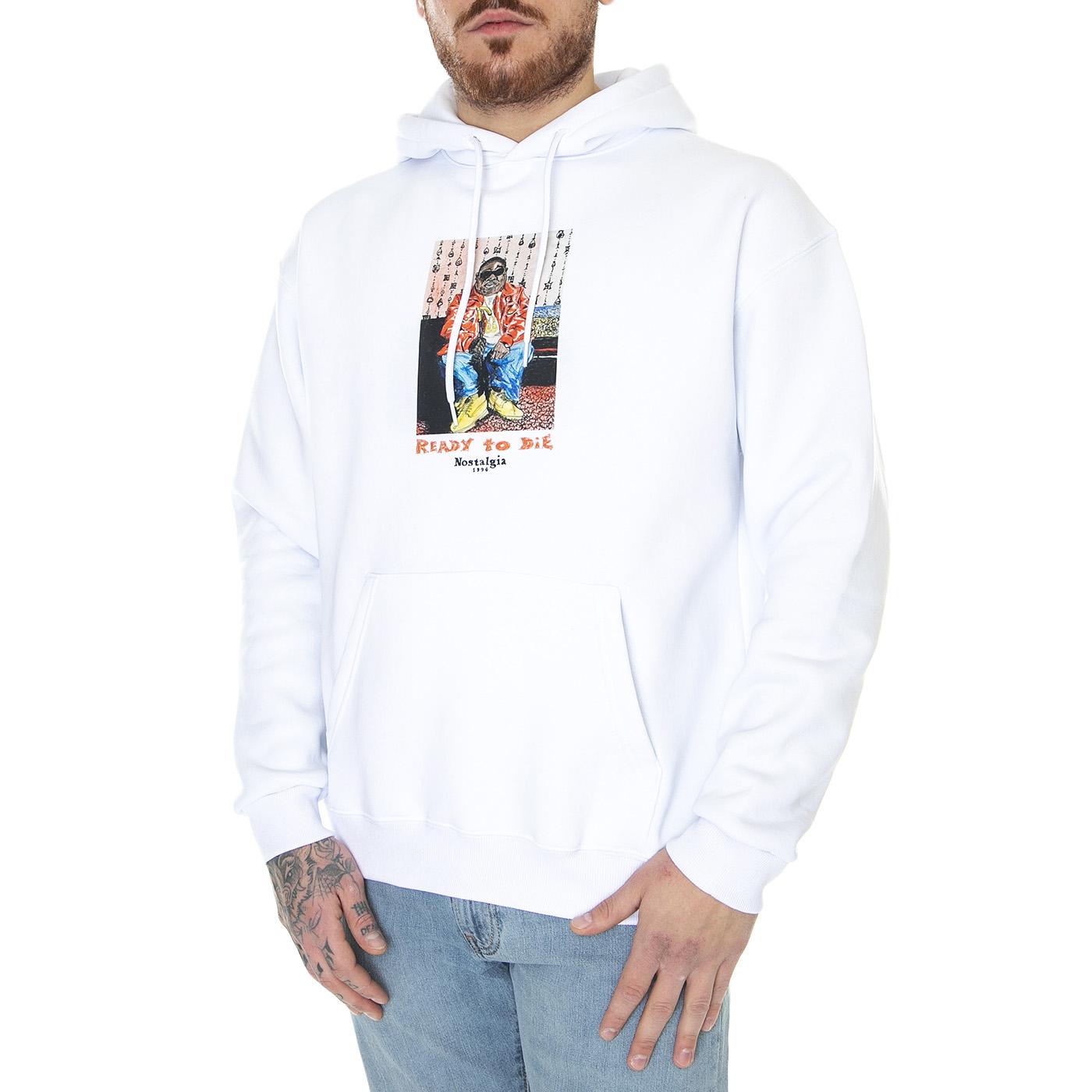 Biggie Hoodie White - Felpa con Cappuccio Uomo Bianca W22H-BIGGIE-WHT  USUAL 