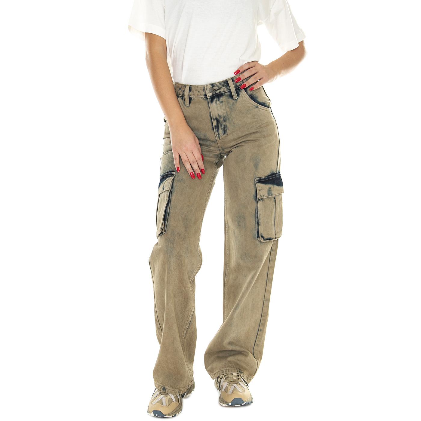 Go Kit Cargo Pant Go Acid Brown - Pantaloni Denim Jeans Donna Marroni W3BG19D4XY0-F1GX  GUESS ORIGINALS 