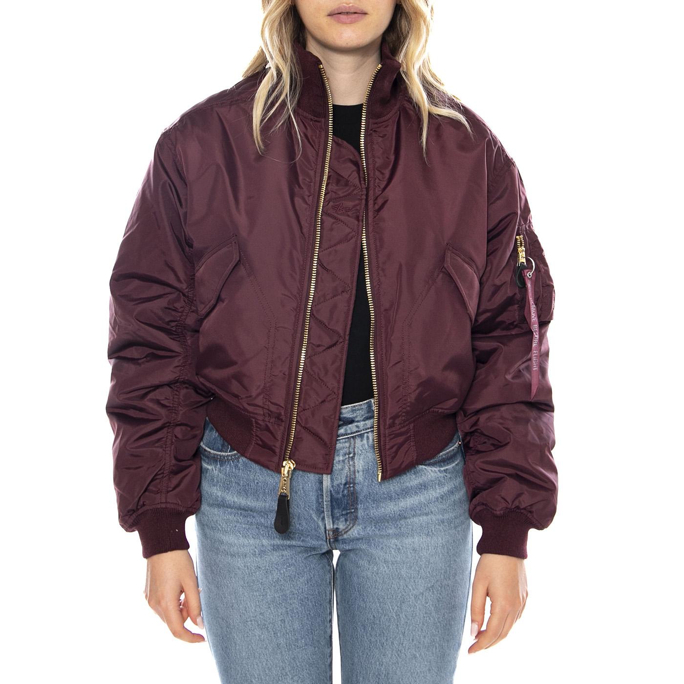 MA-1 Cropped Bomber -- Giacca Donna Dark Cherry Bordeaux F258010 608 ALPHA INDUSTRIES 