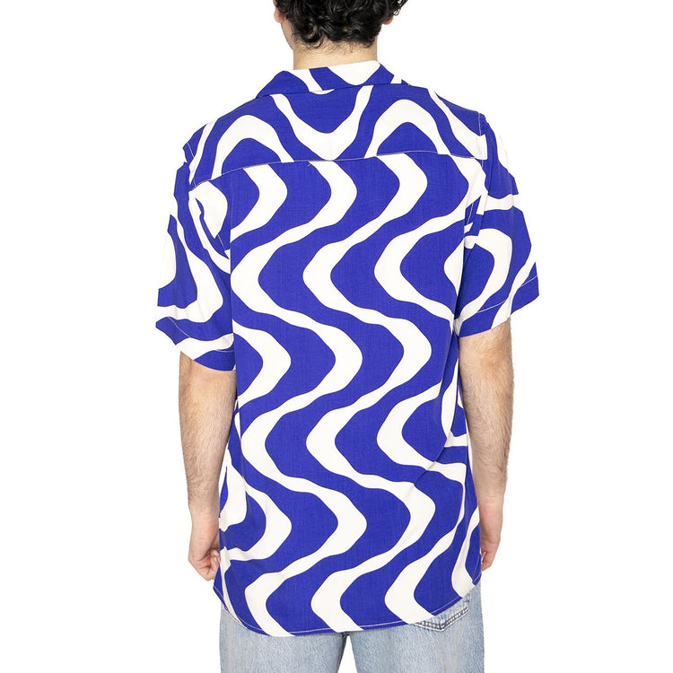 Blue Rippling Viscose Shirt - Camicia Maniche Corte Uomo Multicolore 7005-50-7005-50  OAS 