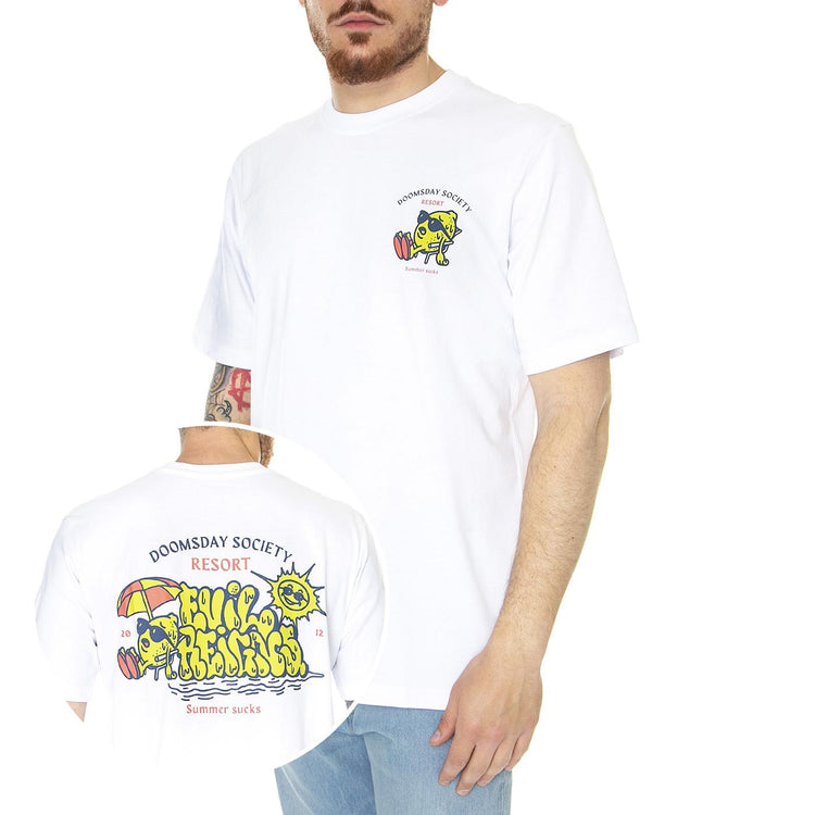 Summer Sucks T-Shirt White - Maglietta Girocollo Uomo Bianca TSH0368WHT  DOOMSDAY 