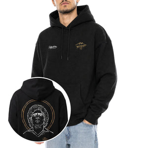 D10S Hoodie Black- Felpa Maradona con Cappuccio Uomo Nera SW1368 GQ-01 DOLLY NOIRE 