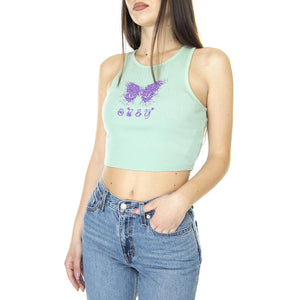 Obey Flaming Butterfly Rib Megan Tank Green Fig - Canotta Donna Verde 263732327-GFG  OBEY 