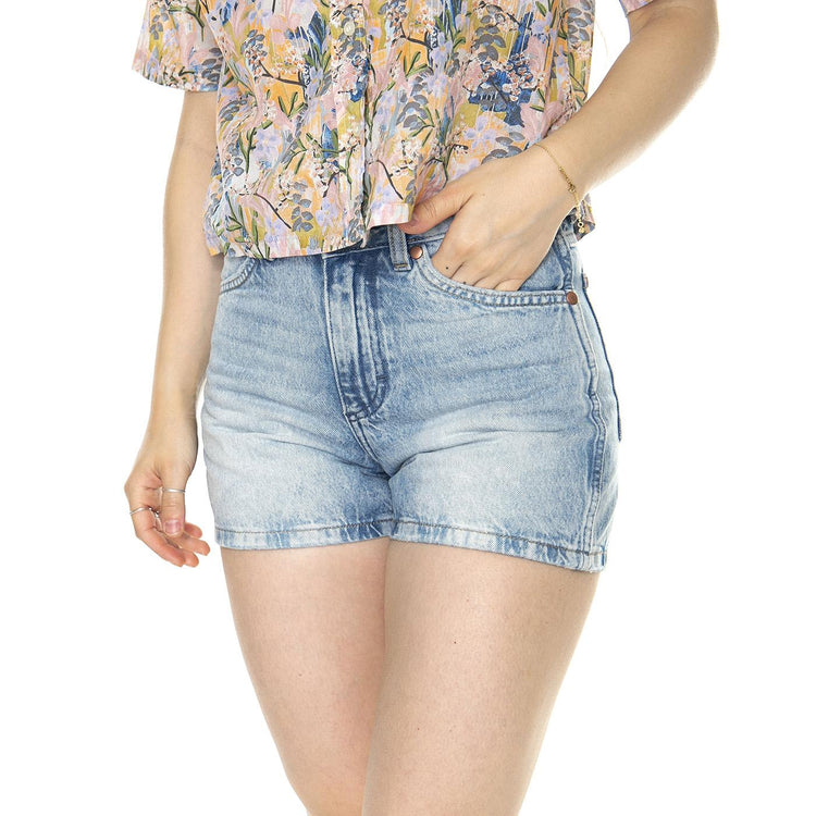 Cowboy Short 3 Inch Stuntman Blue - Pantaloncini Denim Jeans Donna Blu 112351074  WRANGLER 