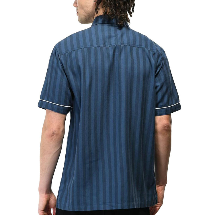 SOHO S/S WOVEN TOP NAVY - Camicia a Maniche Corte Uomo Blu Scuro BU00157-NAVY . HUF 