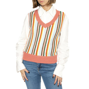 Cropped Sweater Vest Rainbow - Gilet Donna Multicolore 112356475-YELLOW  WRANGLER 
