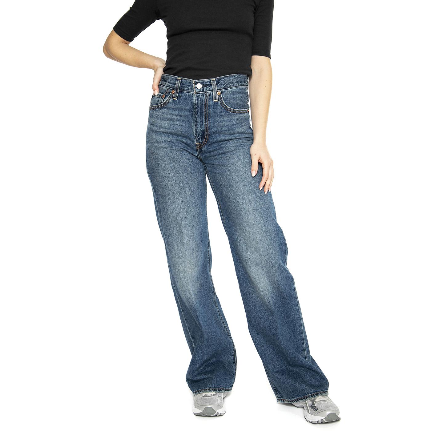 Ribcage Wide Leg H223 Dark Indigo Worn In - Pantaloni Denim Jeans Donna Blu A6081-0012  LEVIS 