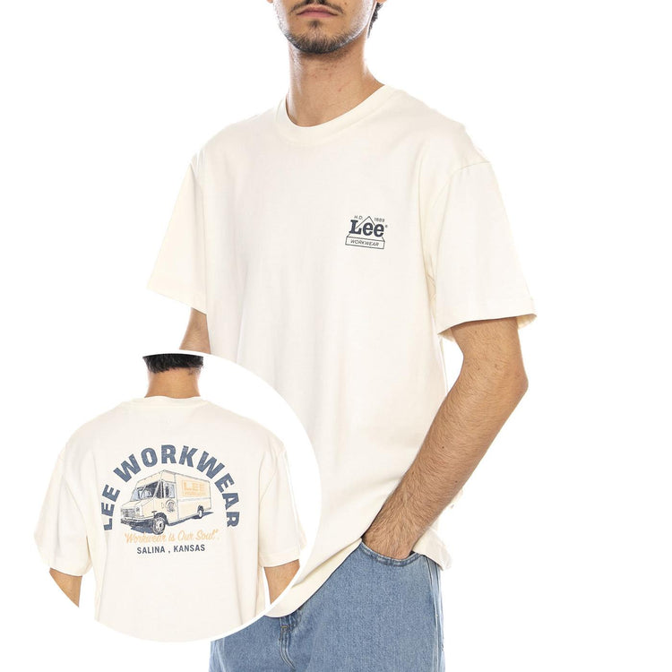 WW Graphic Tee Ecru - Maglietta Girocollo Uomo Panna 112370482  LEE 