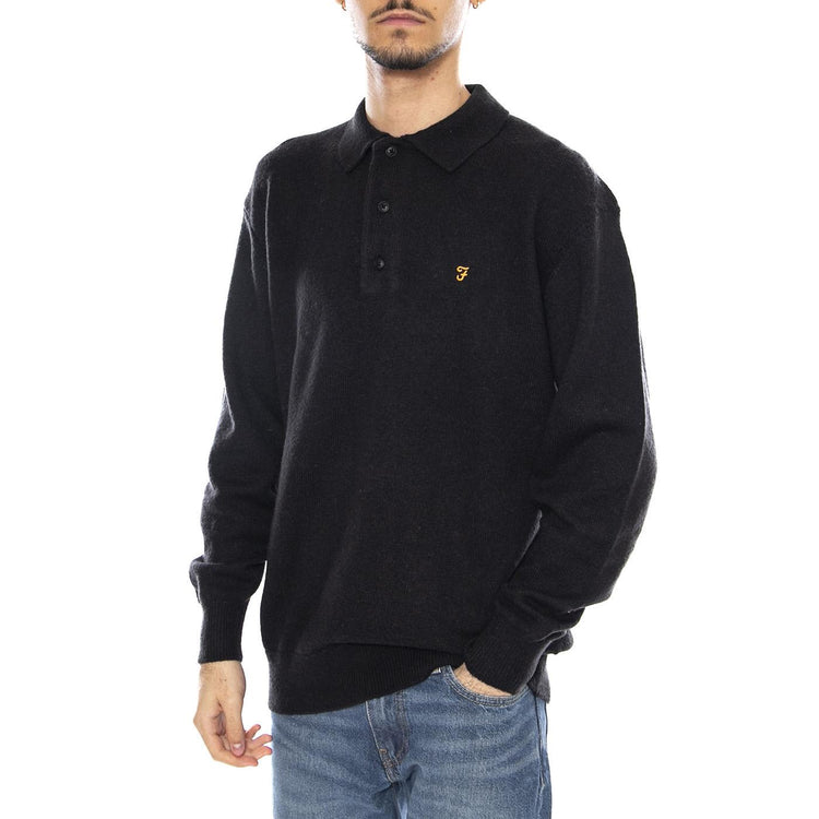 Matson Lambswool Knit - Polo Uomo a Maniche Lunghe Nera F4GFF023 10 FARAH 