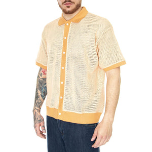 Grove Button-Up Polo Peach Sand - Camicia Maniche Corte Uomo Arancione 131090070-PCH  OBEY 