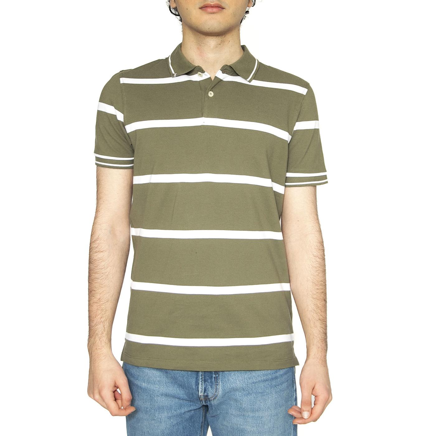 Piquet Polo Mercantile Green Stripe - Polo Uomo Verde 112363858  LEE 