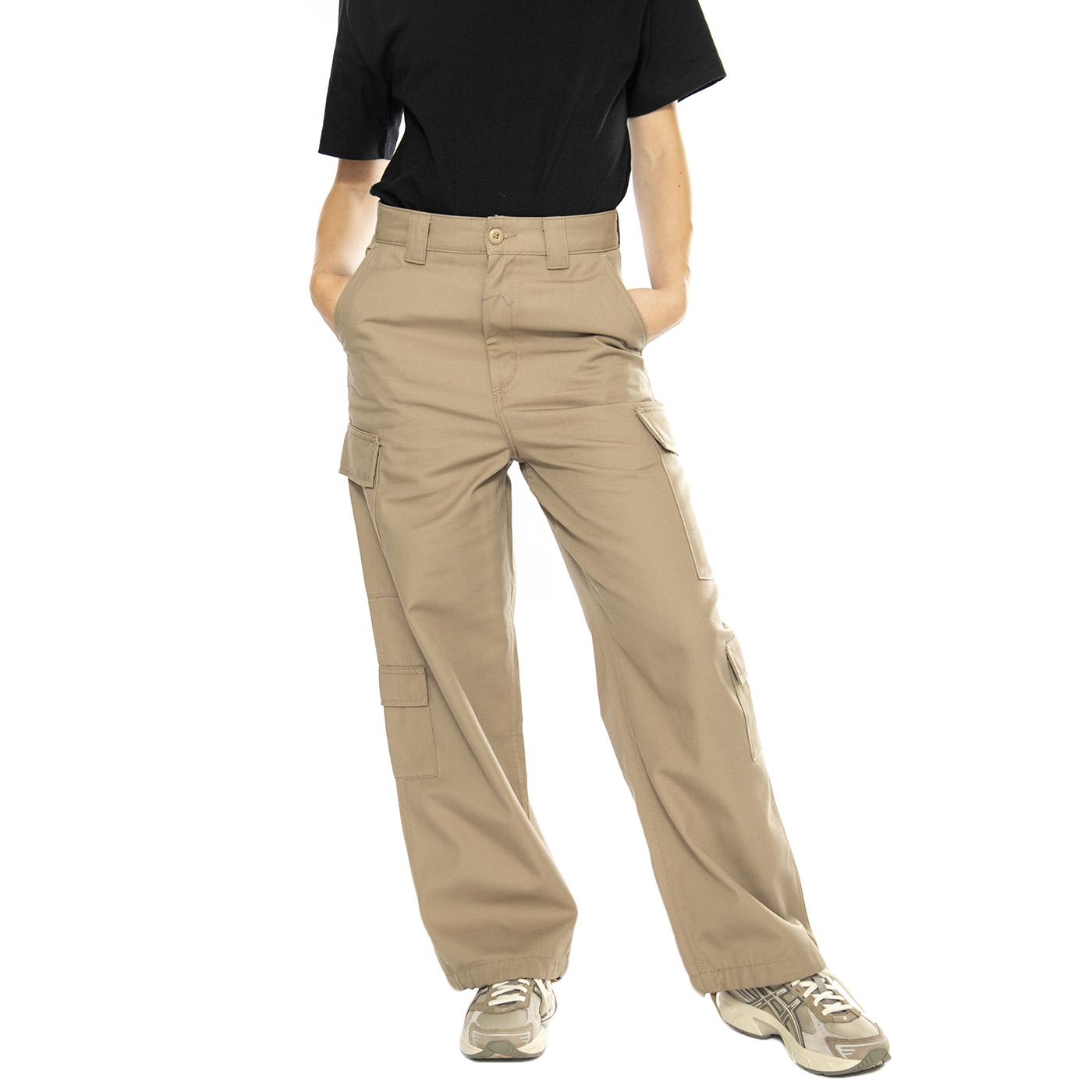 W' Kingsley Pant Leather rigid - Pantaloni Cargo Donna Beige I033772.8Y01  CARHARTT WIP 