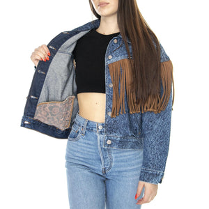 Cowboy Fringe Jacket Acid Stone Blue - Giacca Estiva Donna Blu W4FA96M2  WRANGLER 