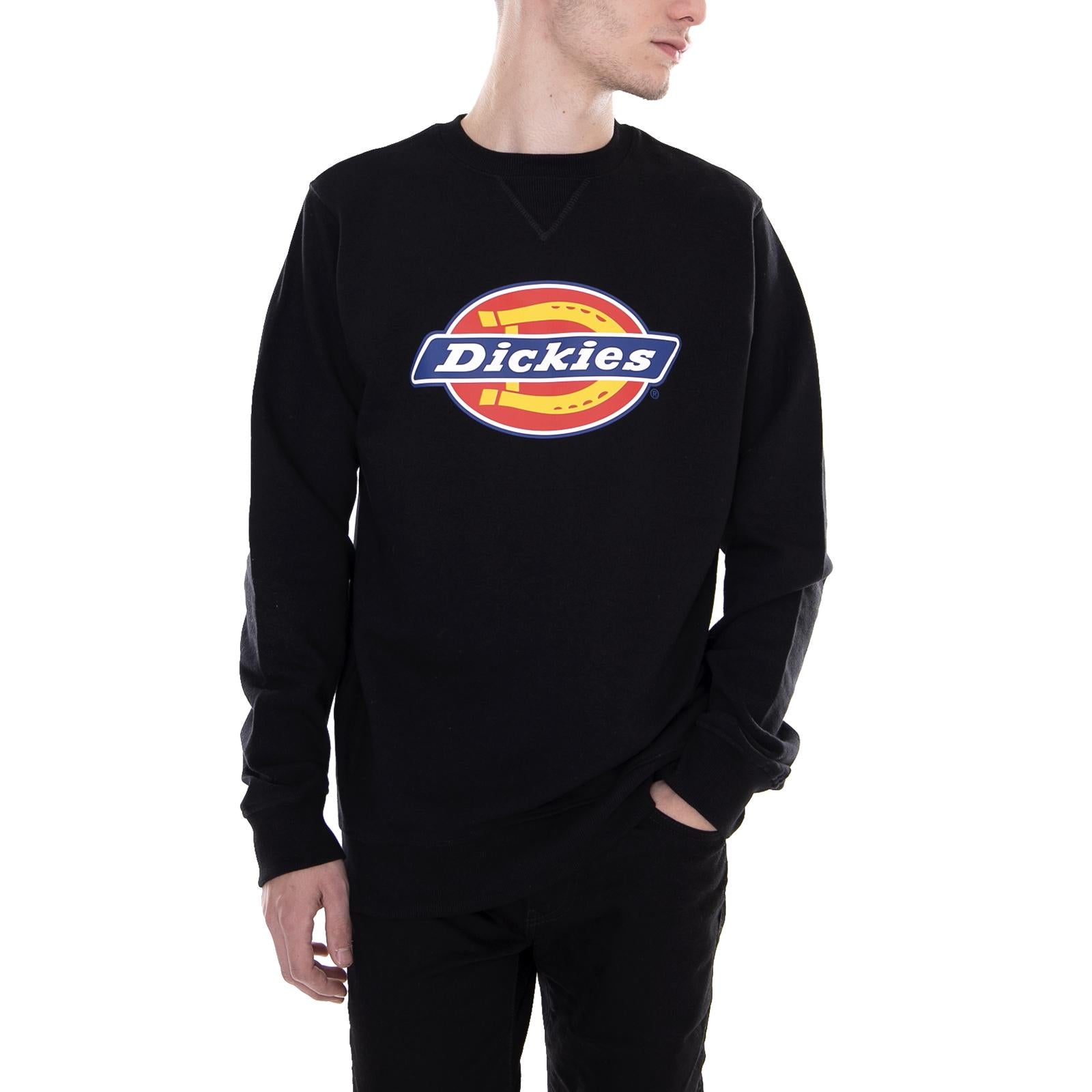 Harrison Fleece Crew-Neck Sweatshirt - Black - Felpa Girocollo Uomo Nera 02 200072-BK . DICKIES 