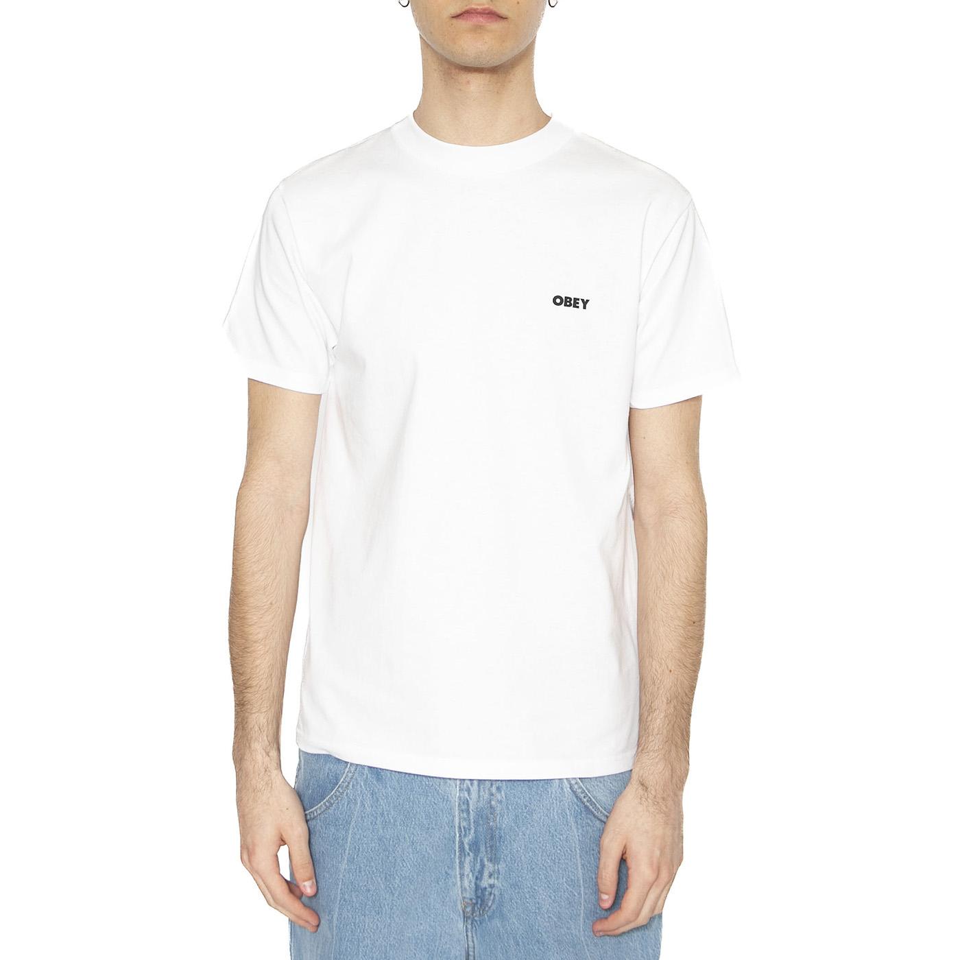 Obey Icon Stencile Flame Tee White - Maglietta Girocollo Uomo Bianca 165264048-WHT  OBEY 