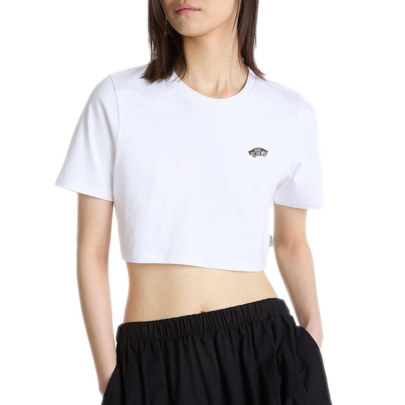 W STYLE 76 II CREW CROP SS WHITE - Maglietta Girocollo Cropped Donna Bianca VN000P5VWHT1 . VANS 
