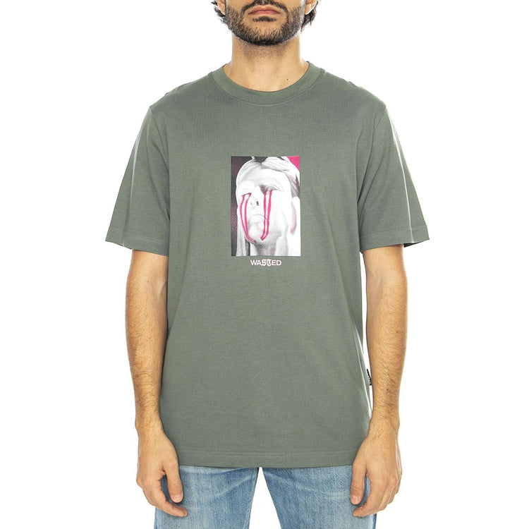 T-Shirt Corruption Lichen Green - Maglietta Girocollo Uomo Verde T-SHIRT CORRUPTION - LICHEN GREEN  WASTED PARIS 