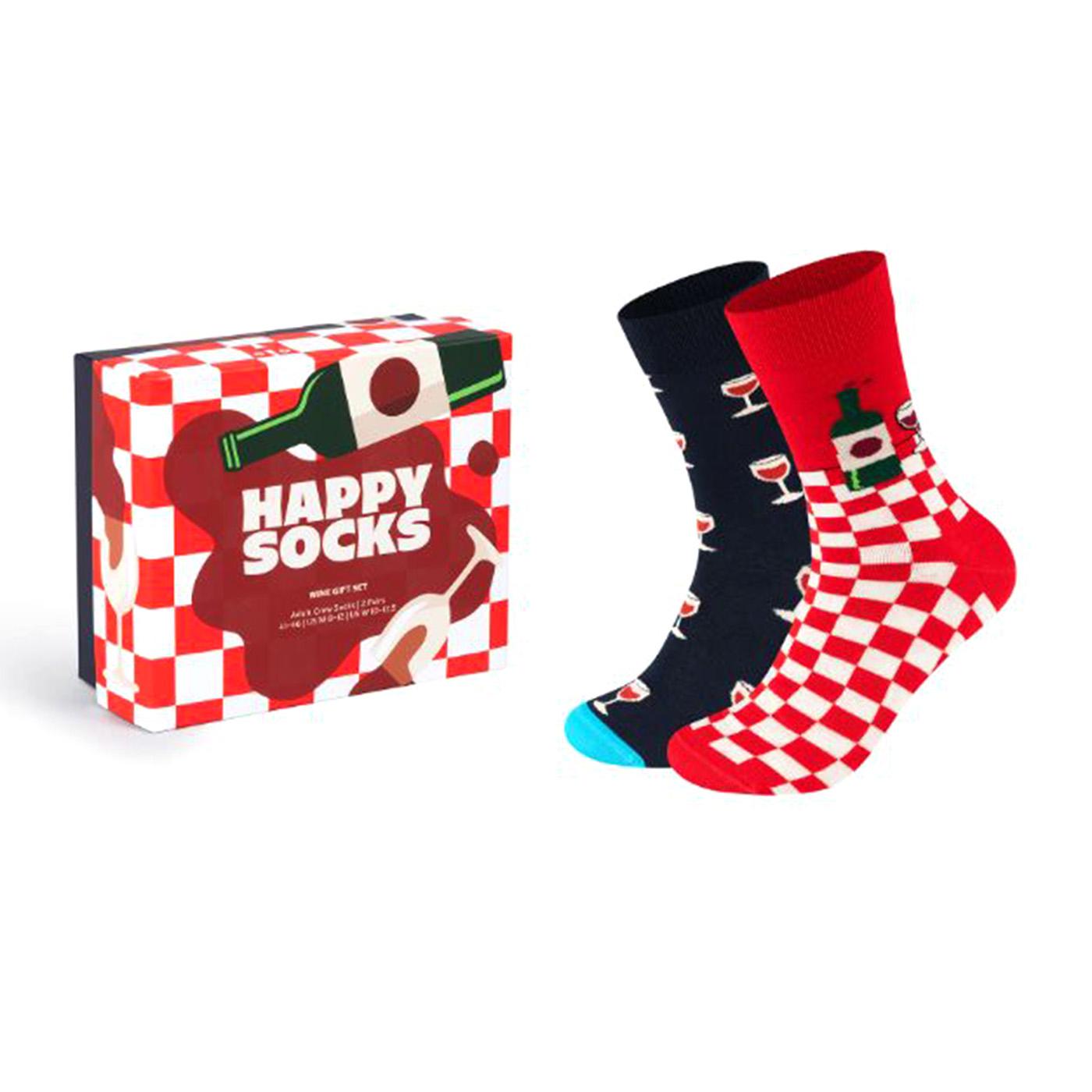 2-Pack Wine Gift Set Blue Socks - Set da Due Paia di Calzini Multicolore P001837-BLUE  HAPPY SOCKS 