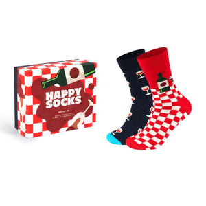 2-Pack Wine Gift Set Blue Socks - Set da Due Paia di Calzini Multicolore P001837-BLUE  HAPPY SOCKS 