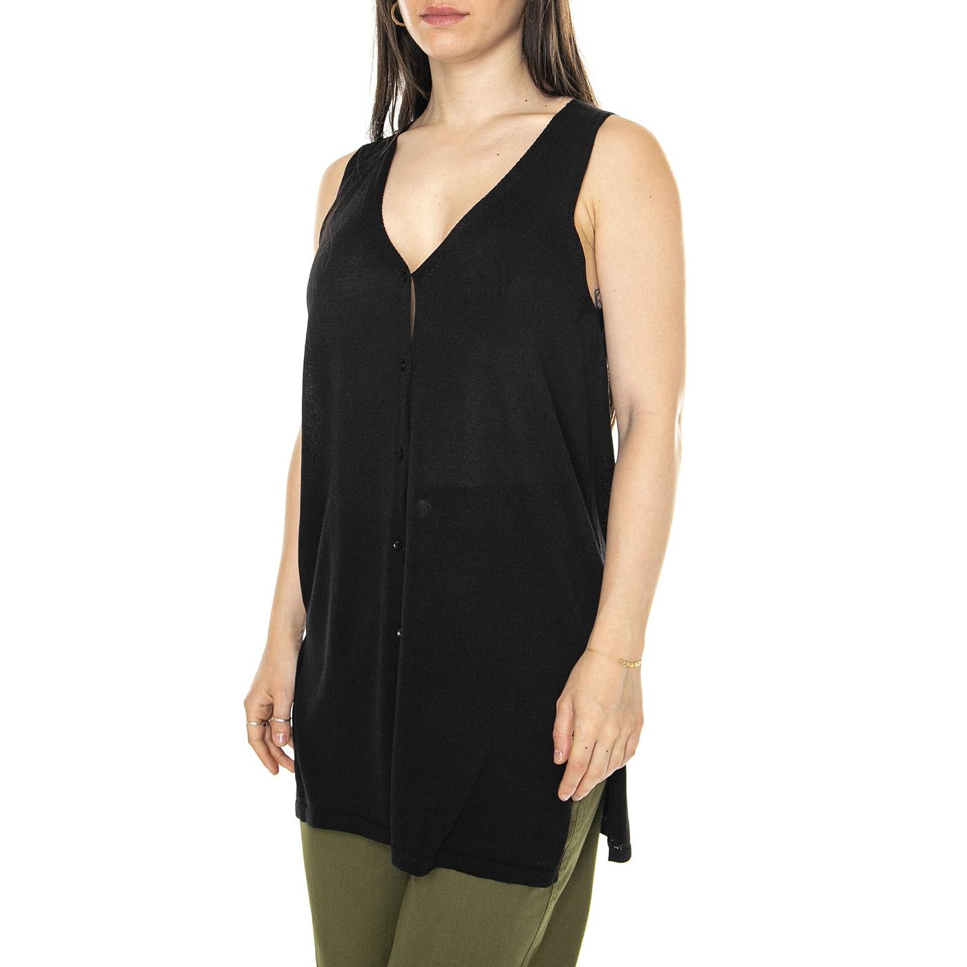 Cárdigan punto tipo chaleco negro Black - Cardigan Donna Nero 41W/10617  WILD PONY 