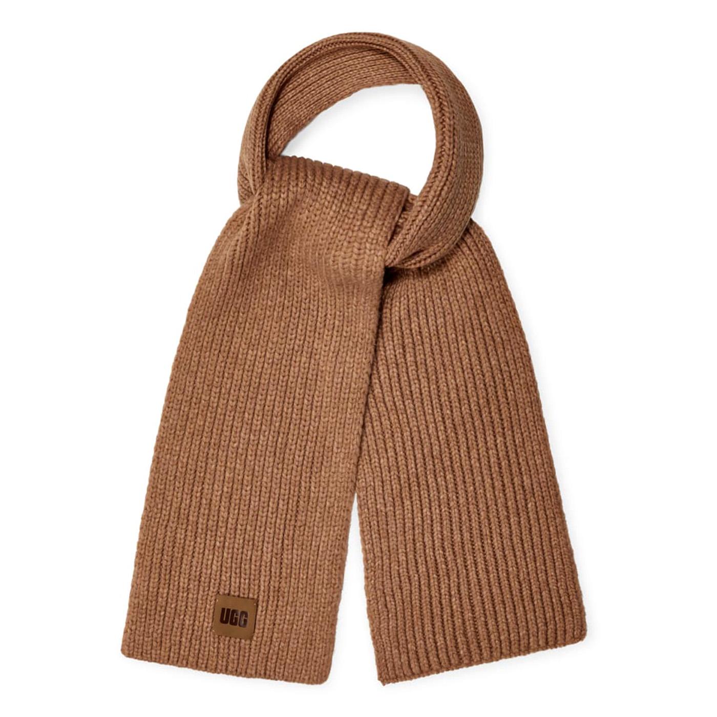 W Chunky Rib Knit Scarf Neon Camel - Sciarpa Marrone UGA20166-CAM  UGG 