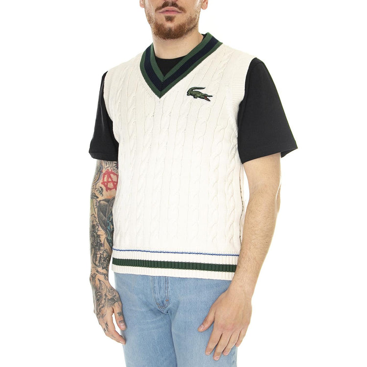 Pullover R1T Beige - Gilet in Cotone Uomo Beige AH6446-R1T  LACOSTE 