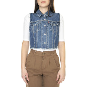 XS Vest-Indigo Worn In - Giacca Denim Jeans Smanicata Donna Blu A4855-0000  LEVIS 