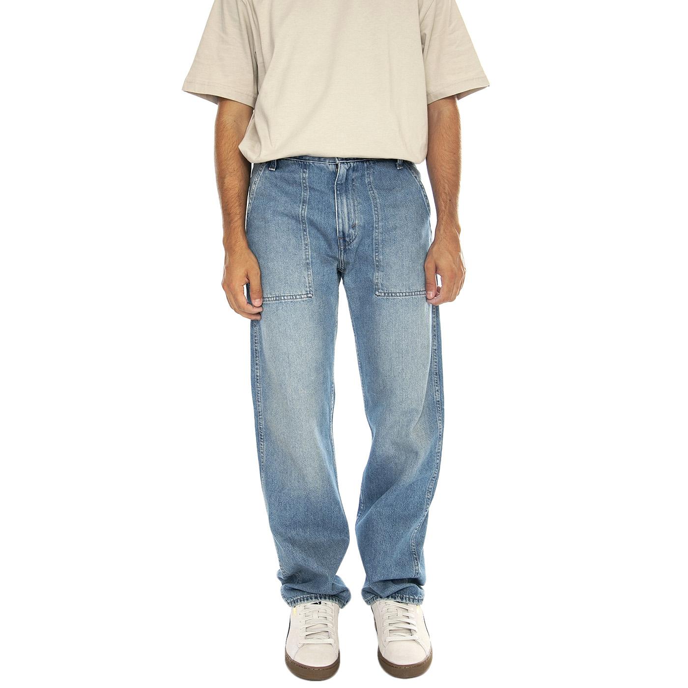 555 Relaxed Straight Utility Everyday Goods Med Indigo Worn In - Pantaloni Uomo Blu A9234-0001  LEVIS 