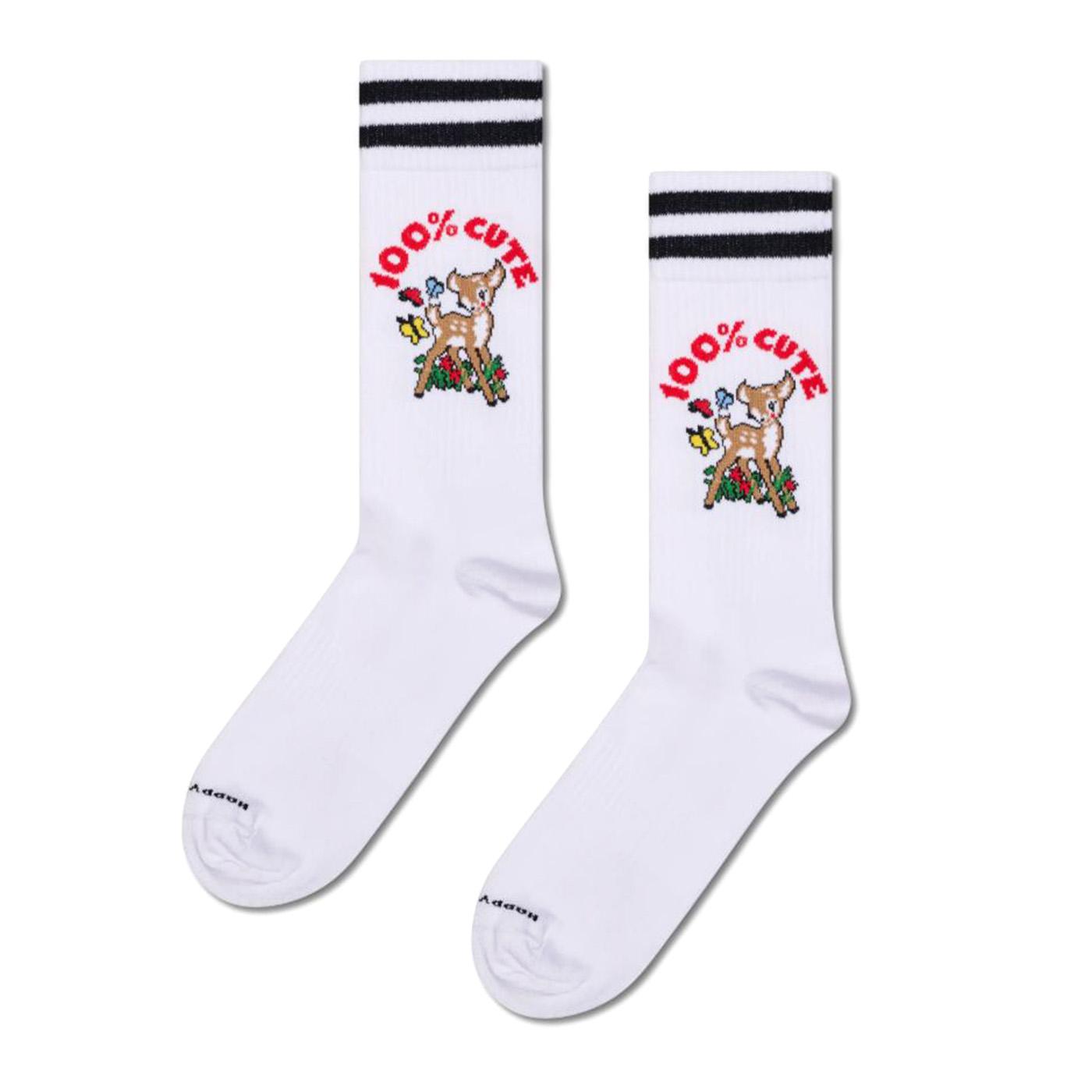 100% Cute Sneaker Sock -- Calzini Bianchi P003427 WHITE HAPPY SOCKS 