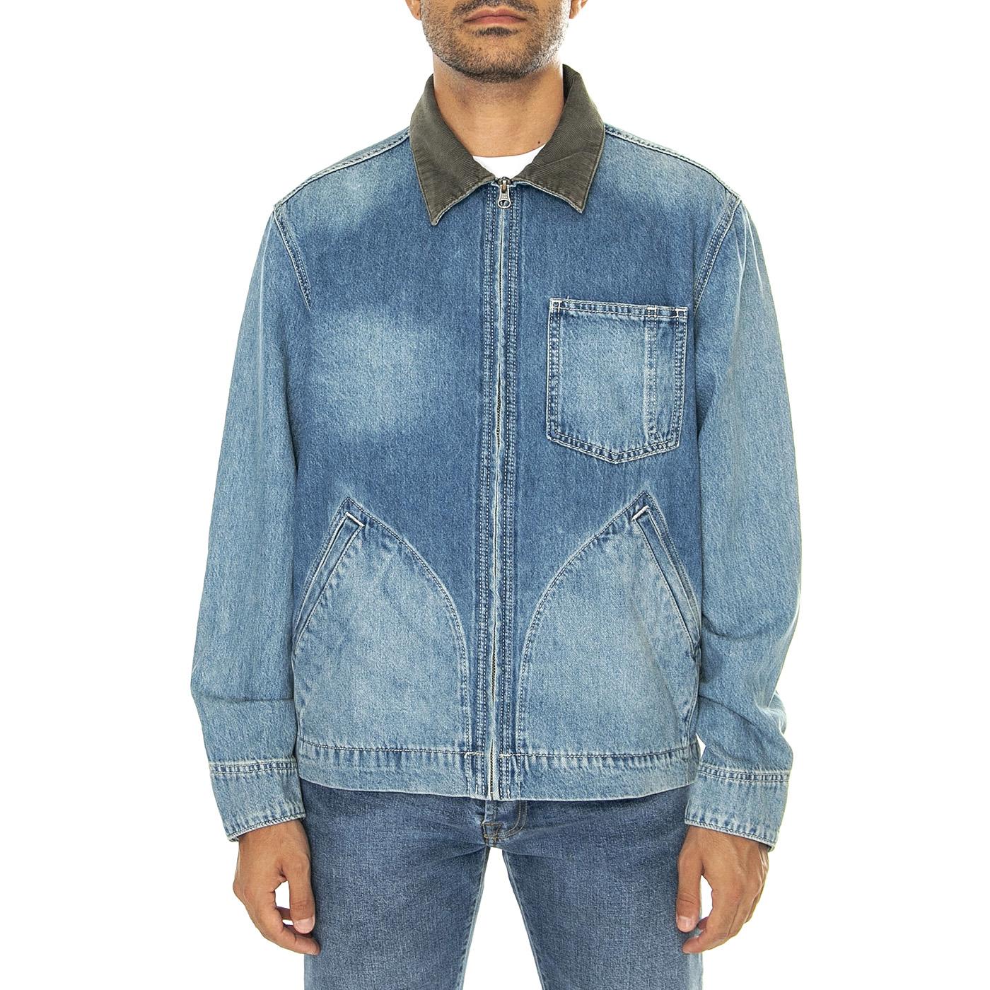 Full Zip Mechanics Trucker Everyday Goods T Med Indigo Worn In - Giacca Denim Jeans Uomo Blu A8635-0001  LEVIS 