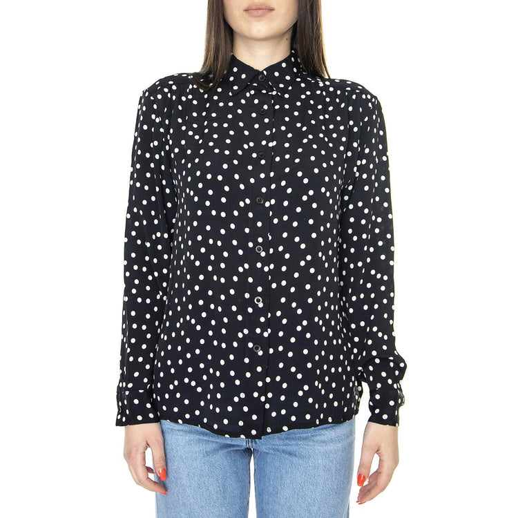 Camisa Fluida con Estampado de Lunares - Camicia Donna Nera 31W/41210  WILD PONY 